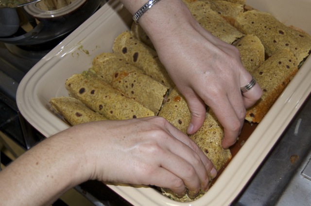 rolling enchiladas