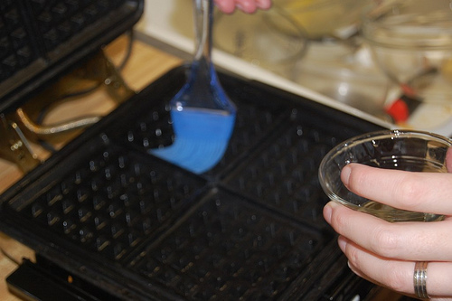 greasing the waffle iron