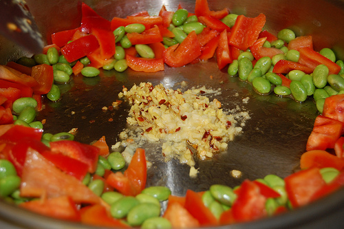 quick saute of veggies, to keep them crunchy