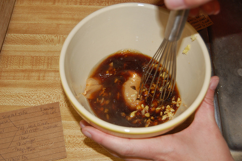 whisking peanut sauce