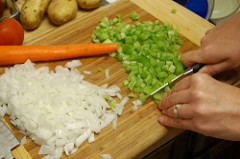 chopping action shot