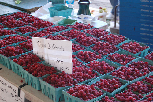 raspberries at the farmer's market