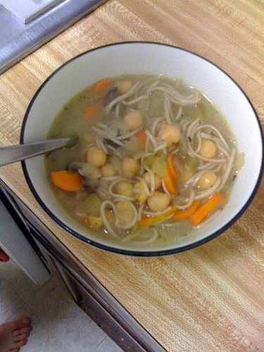Chickpea-noodle soup