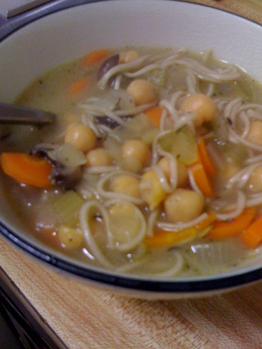 Chickpea-noodle soup